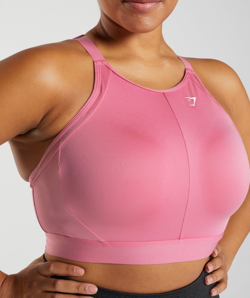 Women's Gymshark High Neck High Support Sports Bra Pink | NZ 1QNIZH